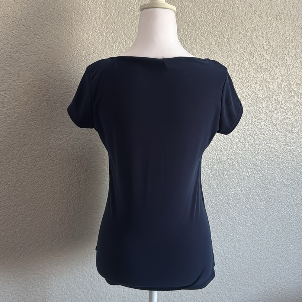 Jason Maxwell Black Wrap Blouse with Short Sleeves - Picture 6 of 7